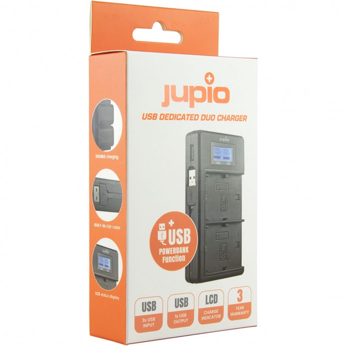 Jupio USB Dedicated Duo Charger LCD für Canon LP-E17 Akkus