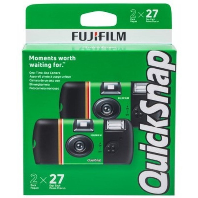 Fujifilm QuickSnap Flash 400 Einwegkamera 2er-Pack – Analoge 35-mm-Kamera mit integriertem Blitz