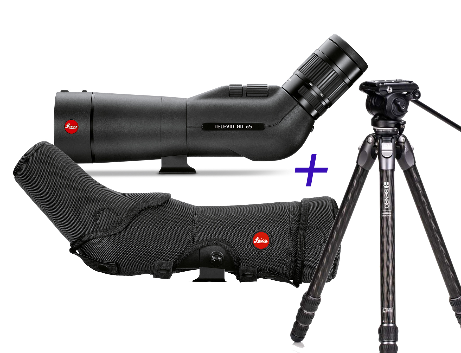 Leica Televid HD 65 Set inkl. 20-60 Okular (Neuheit) Travel-Kit inkl. Leica Tasche & Benro Stativ TTOR34CLVS4PRO