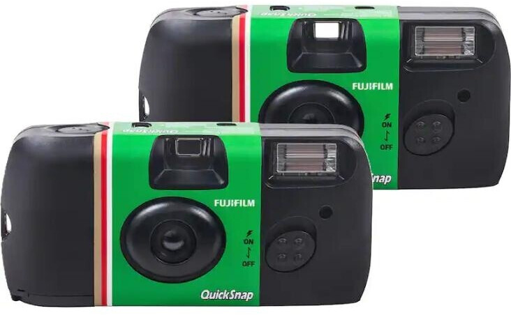 Fujifilm QuickSnap Flash 400 Einwegkamera 2er-Pack – Analoge 35-mm-Kamera mit integriertem Blitz