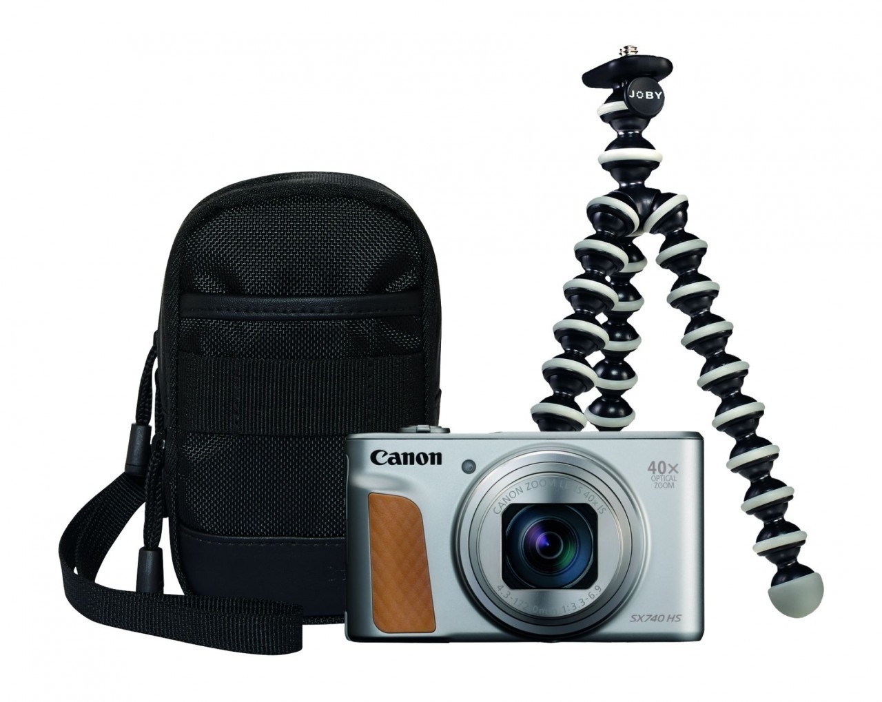 Canon PowerShot SX 740 HS silber Travel Kit inkl. Ministativ und Tasche