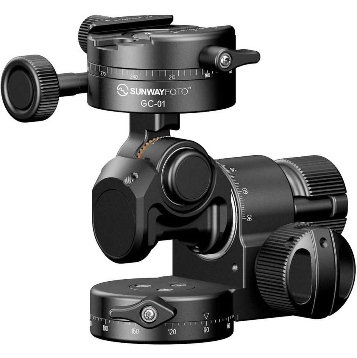 SUNWAYFOTO GH-PRO II+ 3-Wege-Stativkopf mit Getriebe inklusive Arca Swiss Plate DP-60G